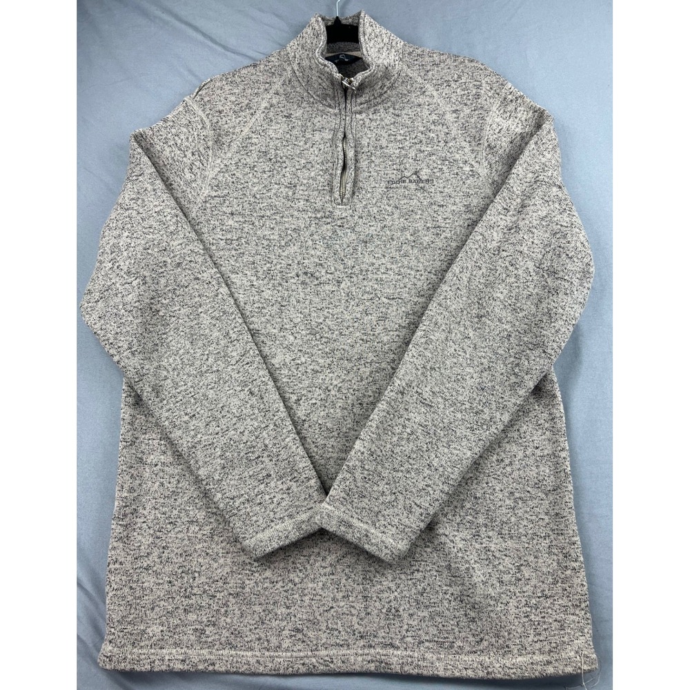Eddie Bauer Pullover Men *Tall* XL 1/4 Zip Sweater Fleece Gray Marled Excellent